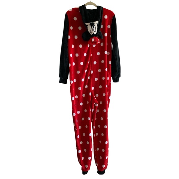 Disney Minnie Mouse Red White Polka Dot Onesie Pajamas Women Size XL (16-18) - Picture 2 of 6